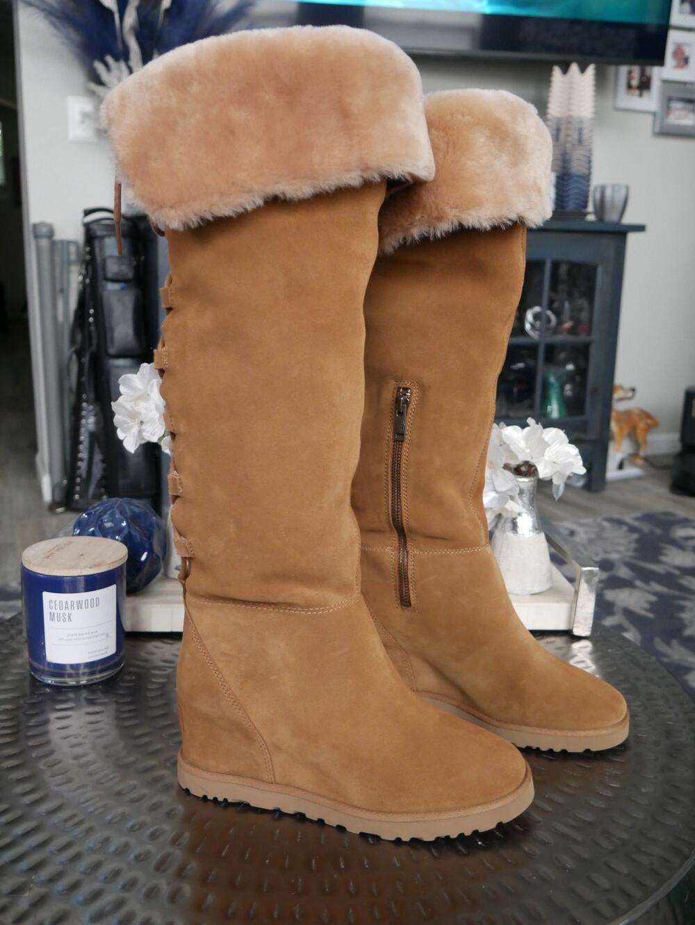 NEW SOLD OUT UGG Classic Femme OTK Shearling Fur Boots Wedge Heel 7